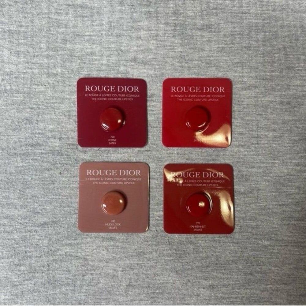 Christian Dior Rouge Single-Shade Bubble Card Lipstick Sample 4 PCS. Set
